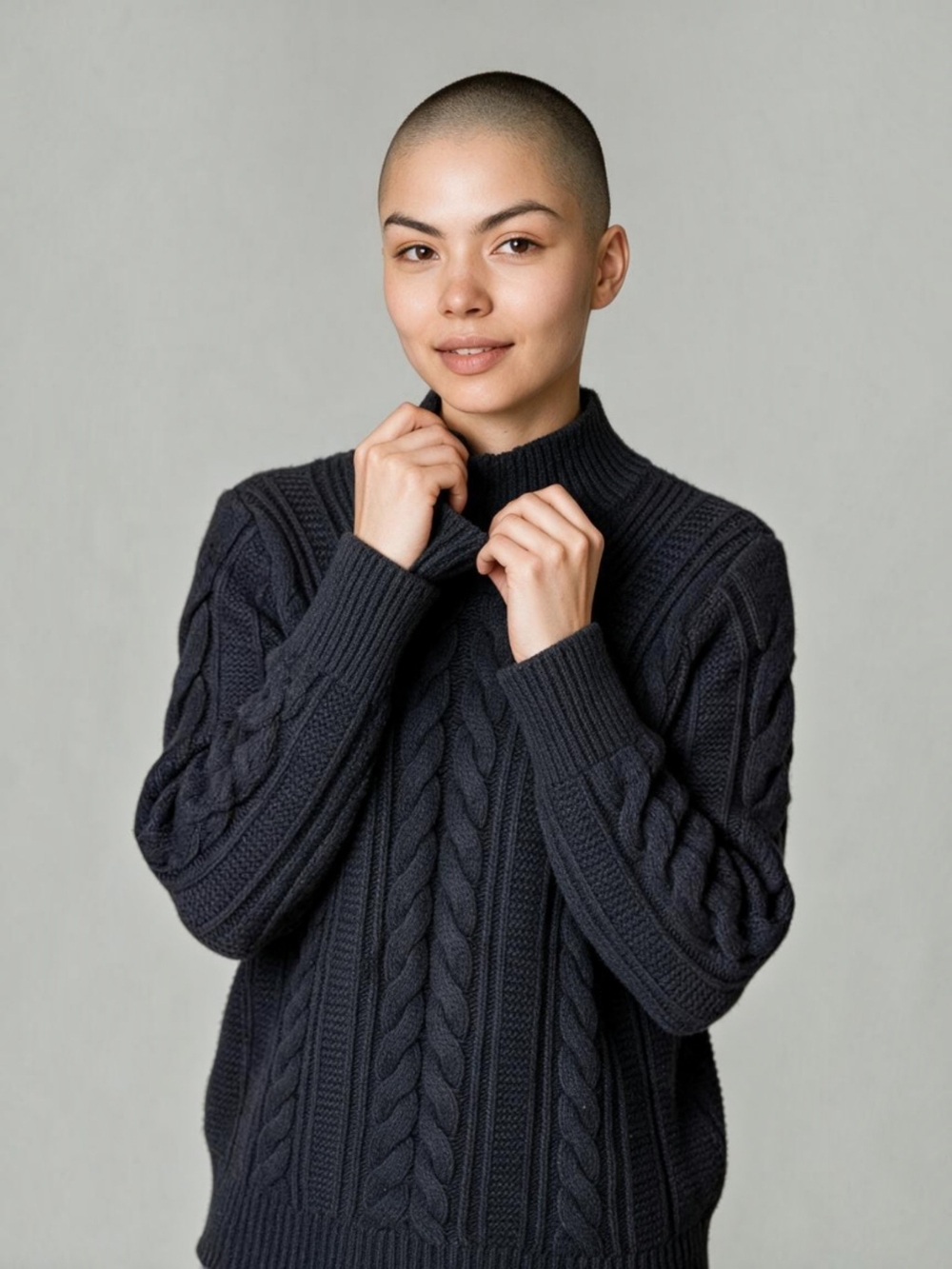 Simply Vera Vera Wang Navy Cable Mock Turtleneck Sweater